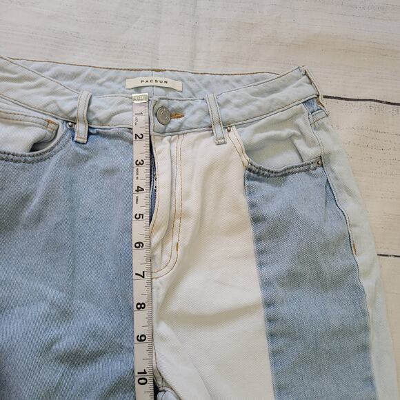 Pacsun Size L Colorblock Patchwork High Rise Straight Leg Mom Jeans Denim - Picture 8 of 9